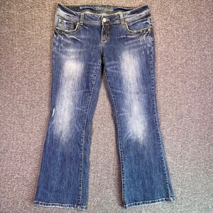 VTG Y2K American Eagle AE Jeans Women 14 Faded Artist Bootcut Stretch Fit35.5x30